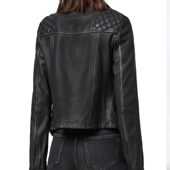 ALLSAINTS Catch Sheep Leather Moto Biker Jacket in Black silver hardware Size 0. - Picture 7 of 16